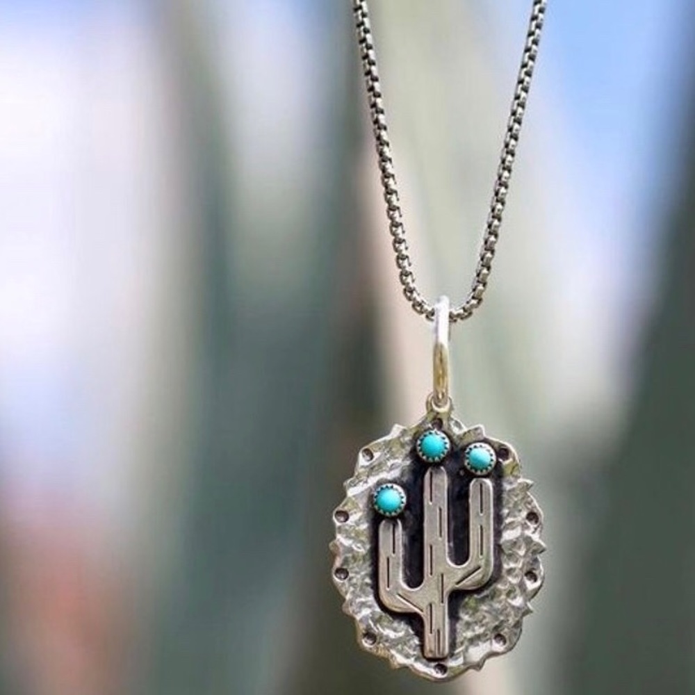 Cactus Faux Turquoise Necklace